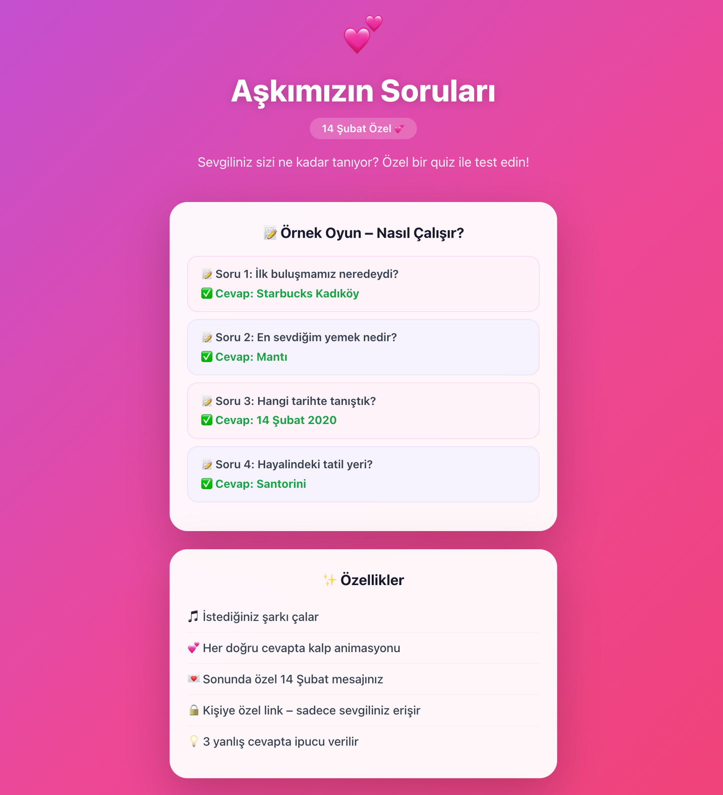 Aşkımızın Soruları - 14 Şubat Özel Quiz